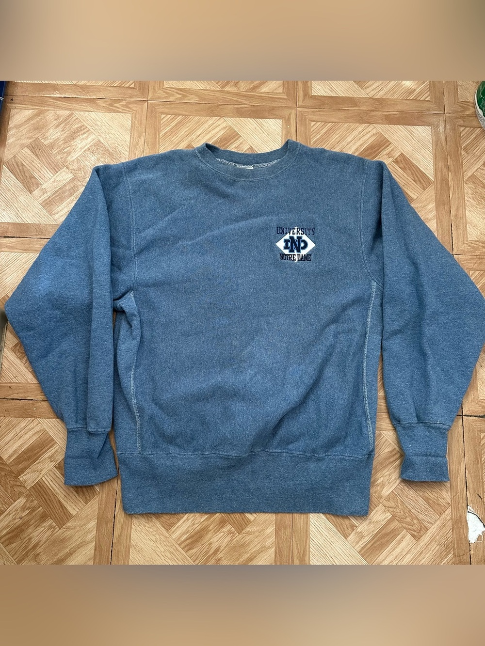 Vintage University of Notre Dame Blue Champion Reverse Weave Crewneck Sweatshirt